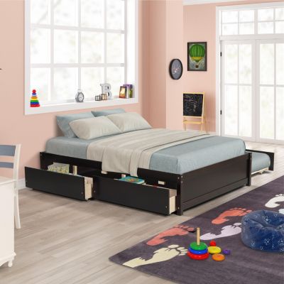 Streamdale Full Bed With Twin Size Trundle And Two Drawers