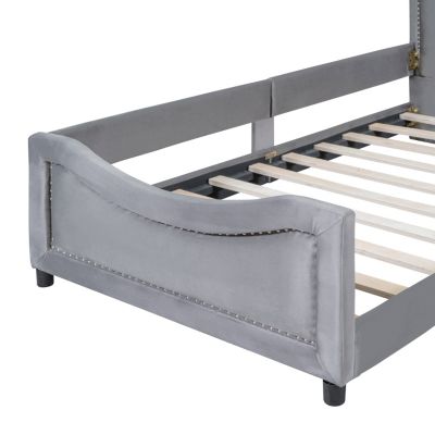 Streamdale Gray Striped Upholstered Twin Daybed