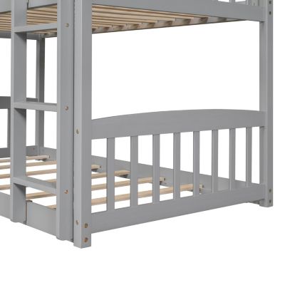 Streamdale Twin Over Twin Bunk Bed With Slide, House Bed With Slide