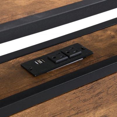 Queen Metal Platform Bed with USB Headboard