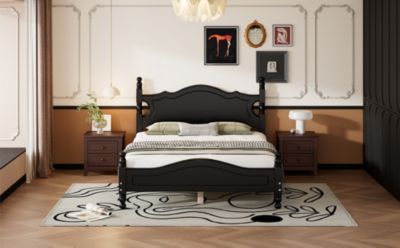 Streamdale Retro Platform Bed with Wooden Slat Base