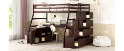 Streamdale Twin Size Loft Bed With With 7 Drawers 2 Shelves And Desk