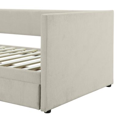 Streamdale Twin Size Corduroy Daybed With Two Drawers And Wood Slat