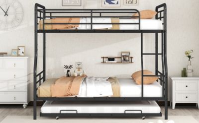 Streamdale Full XL Over Queen Metal Bunk Bed With Twin Size Trundle