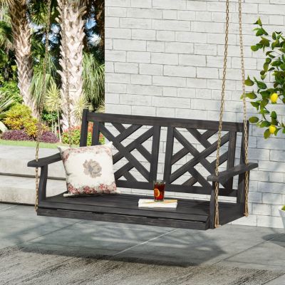 Streamdale Acacia Wood Porch Swing with Classic Slatted Seating