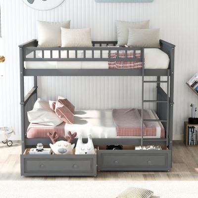 Streamdale Full Over Full Bunk Bed With Drawers, Convertible Beds