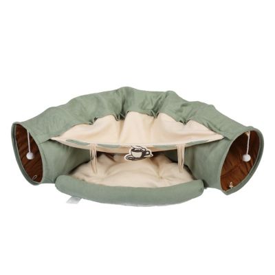 Streamdale Collapsible Cat Tunnel and Bed Bright Green Oasis for Play and Rest