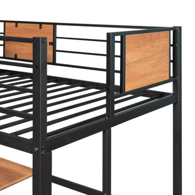 Streamdale Twin Metal Loft Bed With Desk And Shelve