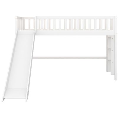 Streamdale Twin Size Low Loft Bed With Ladder And Slide