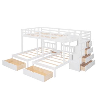 Triple Size Wood Bunk Bed with Drawers &acirc;€“ Bunk Bed
