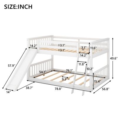 Streamdale Full Over Full Bunk Bed With Convertible Slide And Ladder