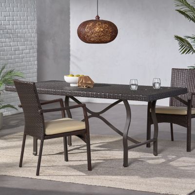 Streamdale Sleek 70" Wicker Dining Table for Patio Expansions