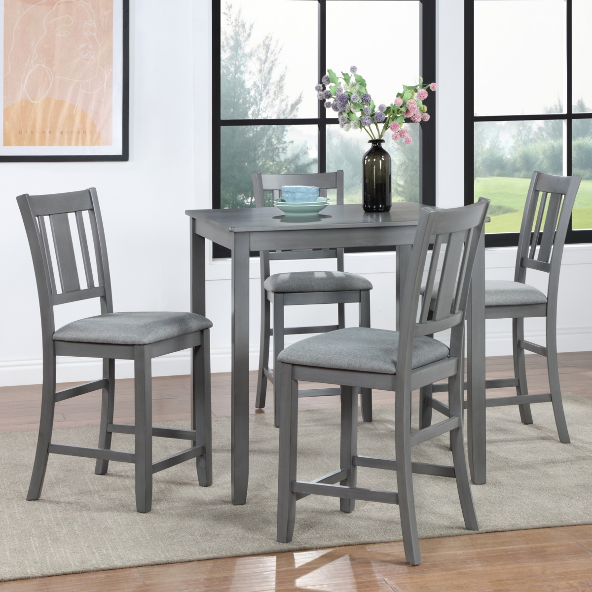 Simplie Fun Elegant 5-Piece Counter Height Dining Set