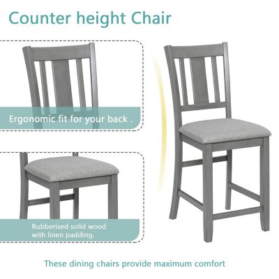 Elegant 5-Piece Solid Wood Counter Height Dining Table and Chair Set