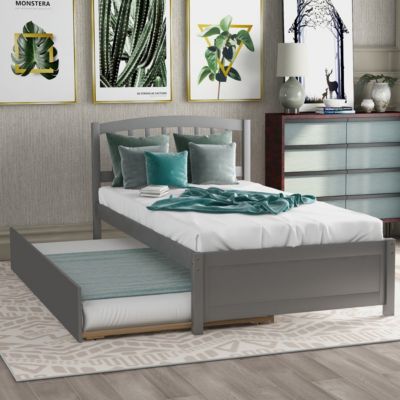 Streamdale Twin Size Platform Bed Wood Bed Frame With Trundle