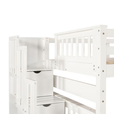 Streamdale Full Over Full Bunk Bed With Shelves And 6 Storage Drawers