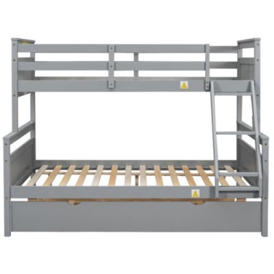 Streamdale Twin/Full Bunk Bed, Trundle, Safety Rails, Gray