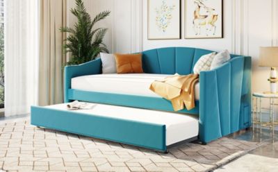 Streamdale Upholstered Daybed Sofa Bed Twin Size With Trundle Bed And Wood Slat