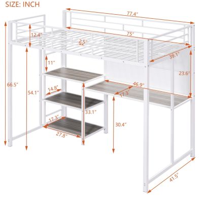 Streamdale Twin Loft Bed with Desk and Shelves