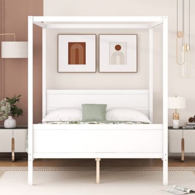 Queen Canopy Bed with Head/Footboard & Slat Support
