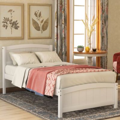 Streamdale Wood Platform Bed With Headboard, Footboard And Wood Slat Support Twin