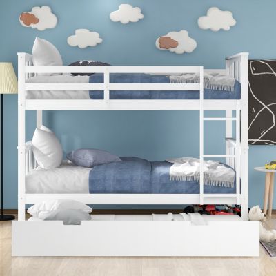 Bunk Bed with Twin Size Trundle and Ladder
