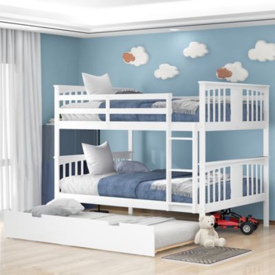 Bunk Bed with Twin Size Trundle and Ladder