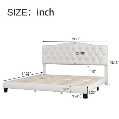 Streamdale Diamond Tufted Platform Bed with Curved Headboard, Queen