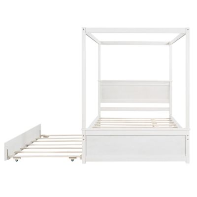 Streamdale Full Size Canopy Platform Bed with Trundle