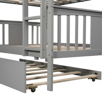 Streamdale Full Over Full Bunk Bed With Twin Size Trundle And Ladder