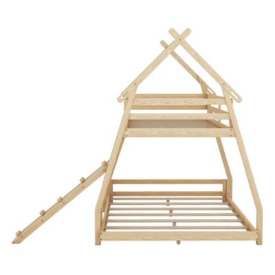 Streamdale Twin Over Queen House Bunk Bed With Climbing Nets And Climbing Ramp