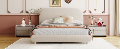 Thick fabric full size platform bed with stylish design