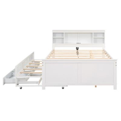 Twin Platform Bed with Storage, USB, Trundle, and Drawers