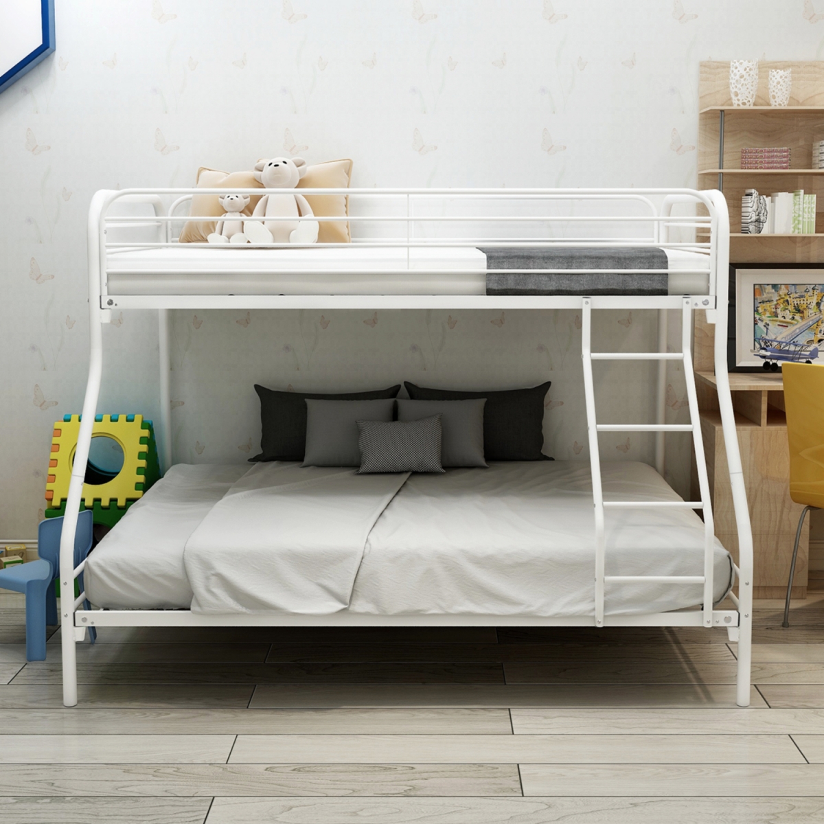 Simplie Fun White Metal Twin Over Full Bunk Bed