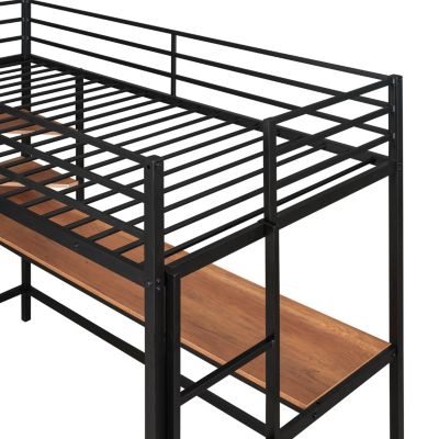 Twin Metal Loft Bed With Desk And Shelf bed Frames