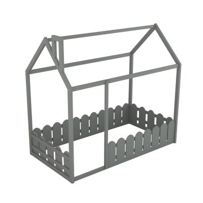 Streamdale Twin Size Wood Bed House Bed Frame With Fence, For Kids, Teens, Girl