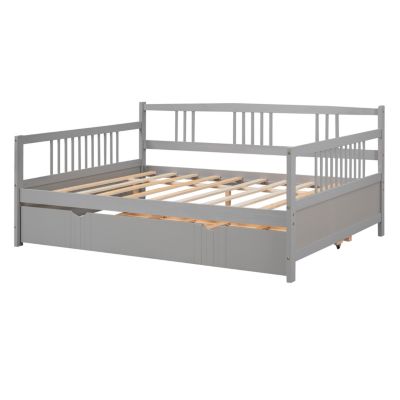 Streamdale Full Size Daybed Wood Bed With Twin Size Trundle