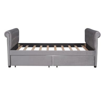 Streamdale Twin Size Upholstered Daybed With Drawers, Wood Slat Support