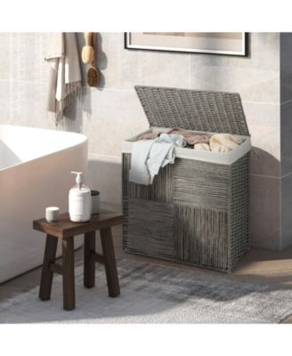 29 Gallons Laundry Hamper with Convenient Handles and Removable Liner Bag-Grey