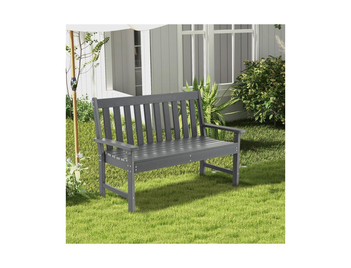 All-Weather Hdpe Outdoor Bench with Backrest and Armrests