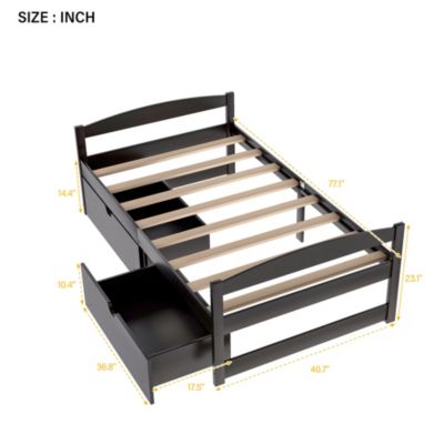 Streamdale Twin Size Platform Bed, With Two Drawers