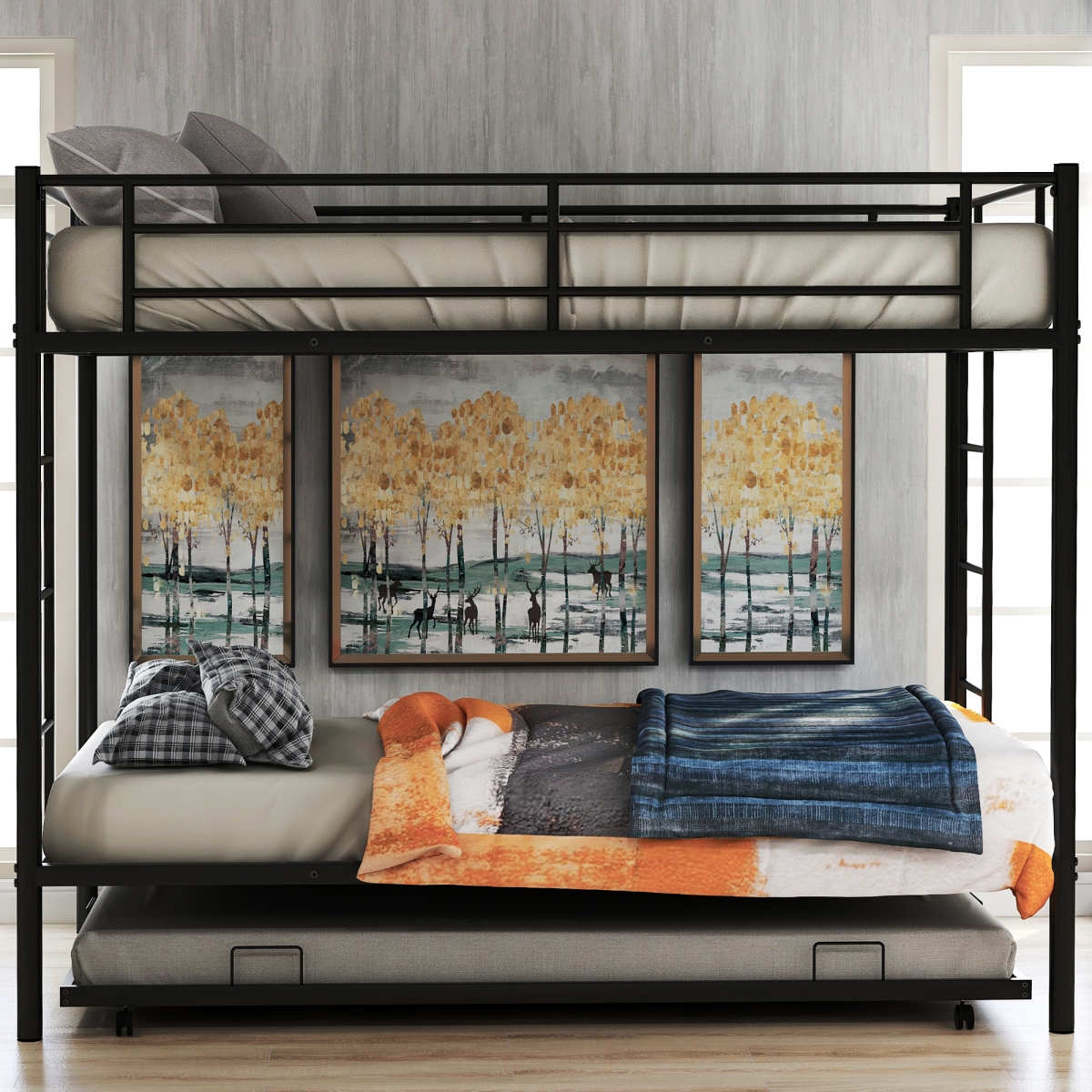 Simplie Fun Twin Over Twin Bunk Bed With Trundle
