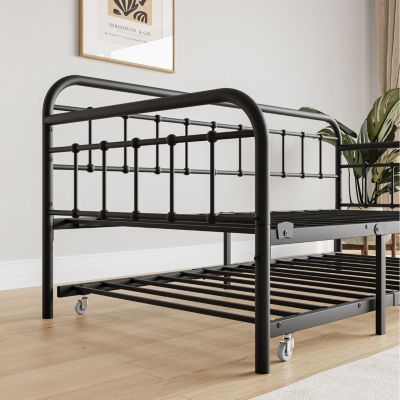 Twin Metal Daybed with Trundle and Slat Support