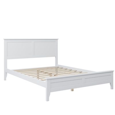 Streamdale Modern White Solid Wood Full Platform Bed