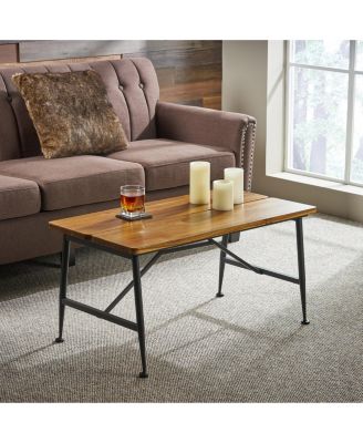 Streamdale Acacia Wood Patio Coffee Table with Iron Frame