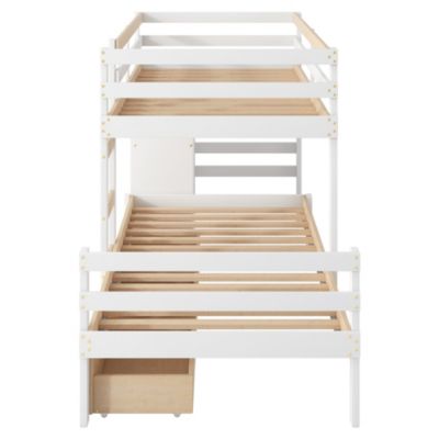 Twin Over Twin Loft Bunk Bed With Drawers And Ladder