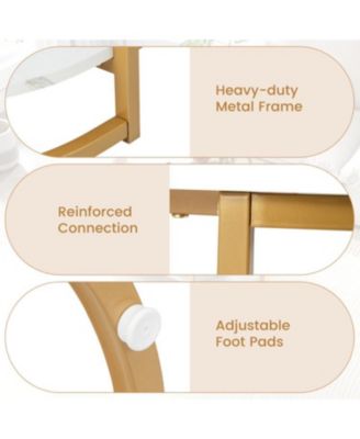 Marble Coffee Table with Open Storage Shelf-White