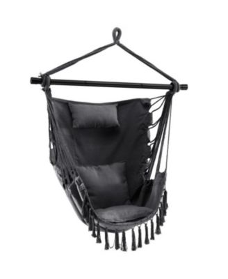 Hanging Rope Swing Chair with Soft Pillow and Cushions