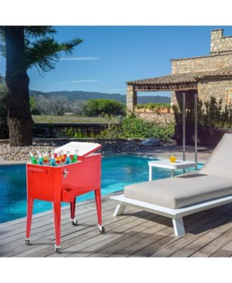 Red Portable Outdoor Patio Cooler Cart
