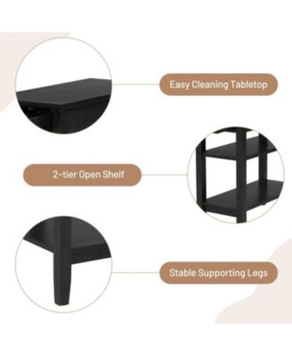 Side Table with Drawer and 2 Open Shelves, Compact End Table for Small Spaces